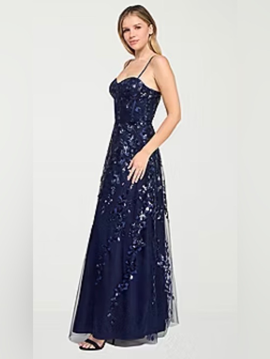 Trixxi Womens Juniors Sleeveless Sequin Floral Ball Gown, Nwt Size Juniors 3